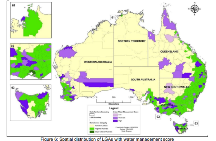 Graphic showing the comprehensive nature of the LGA survey and subsequent water management scores. Source: Swapan, M & Aktar, 2024