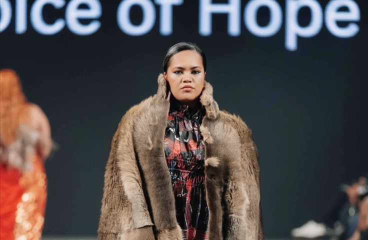 Anastasia Henry models a Voice of Hope Design at NZ Fashion Week 2026